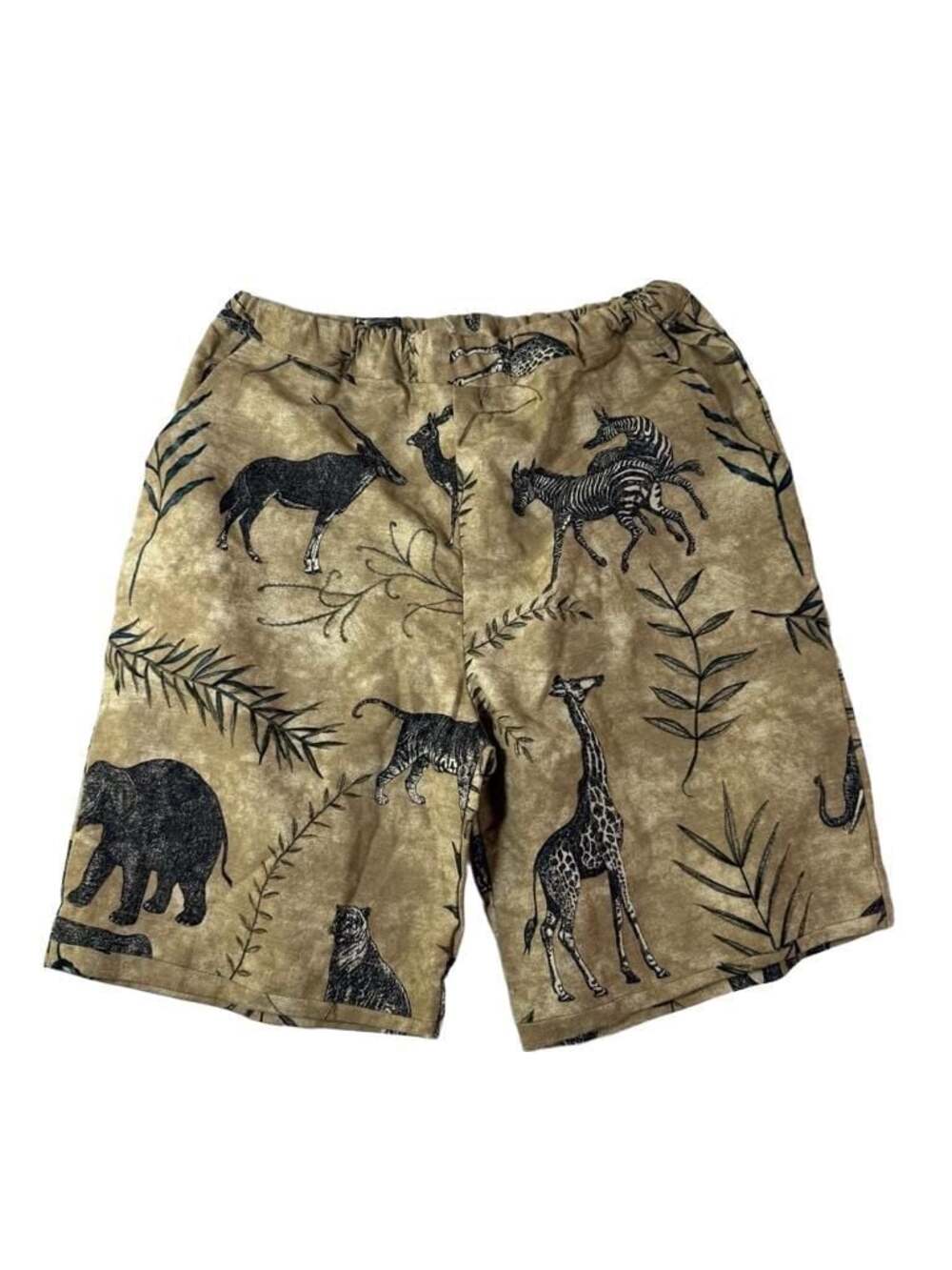 Unbranded Safari Animal Print Cotton Elastic Waist Casual Shorts